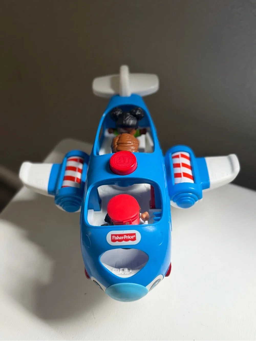 Blue Toy Airplane Playset with Three Figures